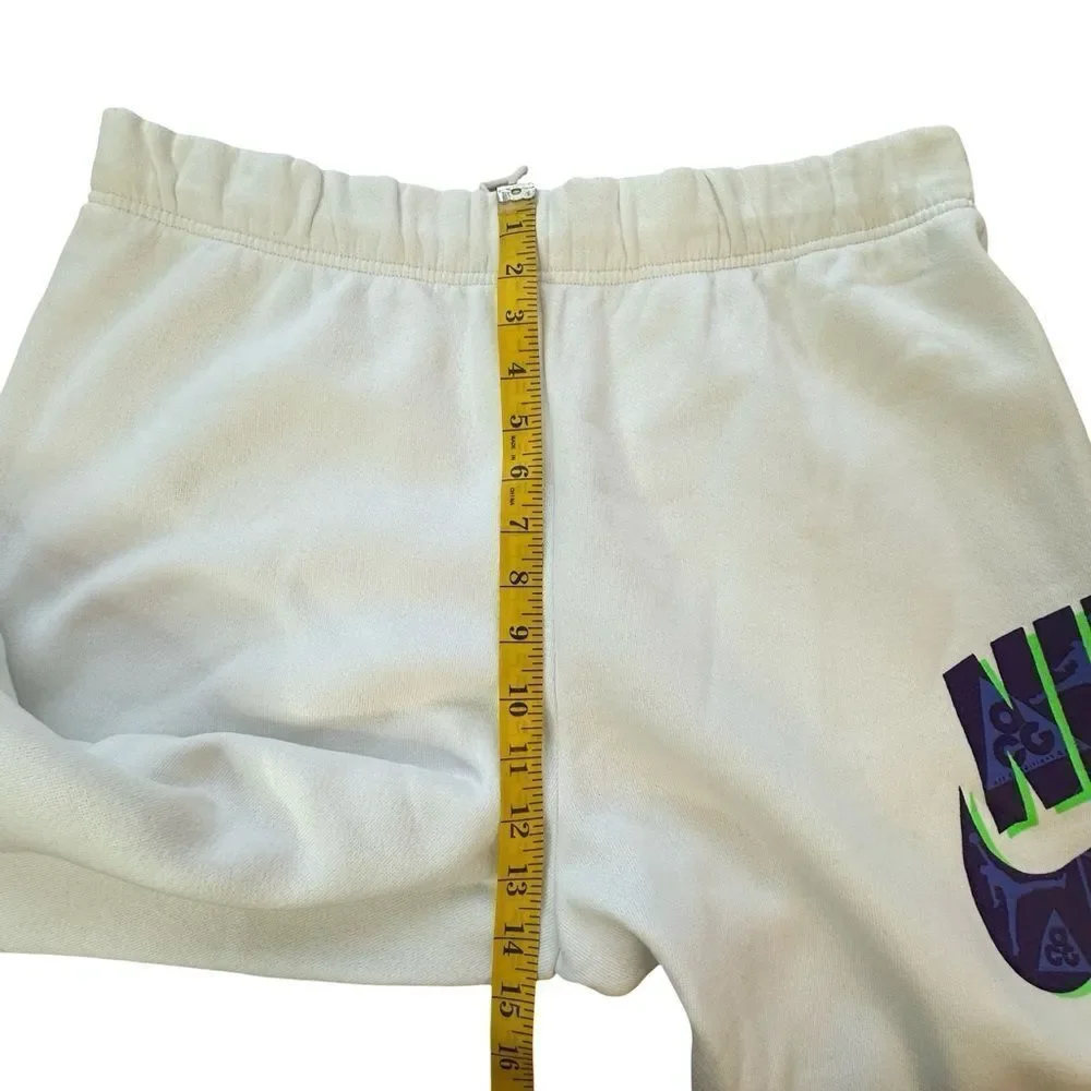 NIKE Vintage White ACG Joggers with Purple Logo Size XL